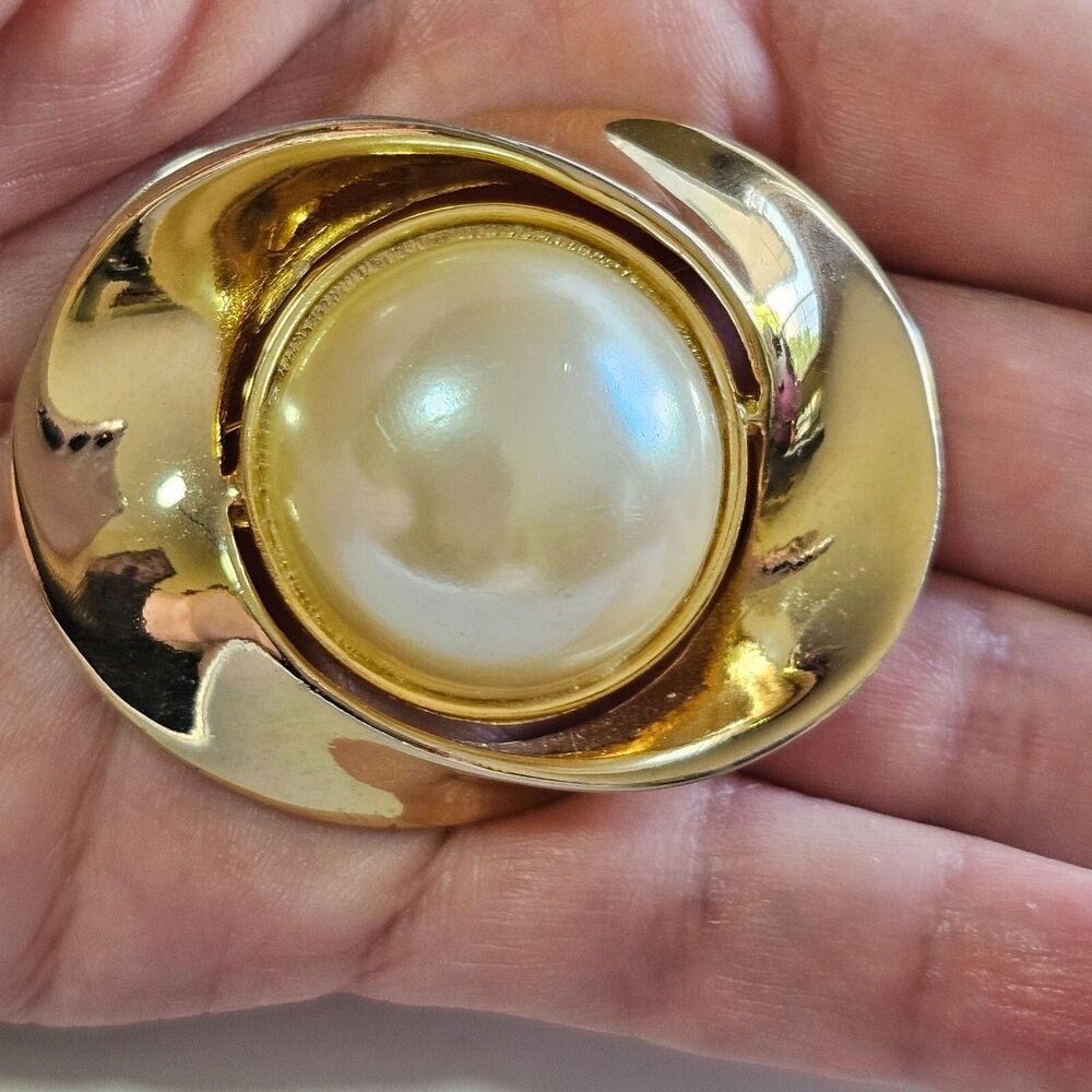 M. Jent gold tone faux pearl brooch